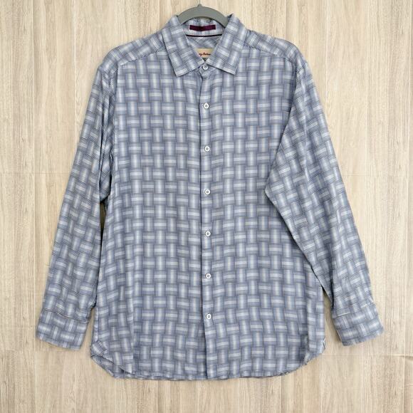 Tommy Bahama Other - Tommy Bahama Shirt Men's Medium Geometric Collared Silk Cotton Blend Button Up